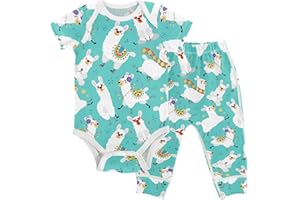 vvfelixl Baby Clothes Set - Cute Cartoon Pattern Bodysuits & Pants Set - Unisex 0-24 Months