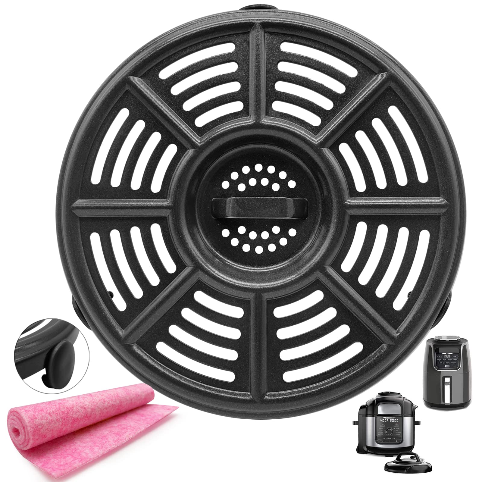 Photo 1 of HEISENLIN Air Fryer Replacement Parts Crisper Plate for Ninja Air Fryers Foodi, 8.2 inch 4QT Premium Round air Fryer Tray Grill Pan Plate Accessories with Rubber Feet for Ninja, Dishwasher Safe