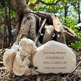 Personalized Memorial Garden Stones with Angel Statue - Custom Engraved view 5