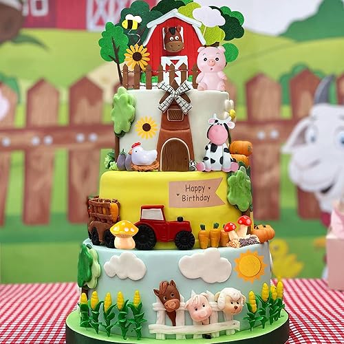 30 PCS Farm Animal Cow Cake Topper Decorations for Farm Animal Theme  Birthday Baby Shower Party (Style A)