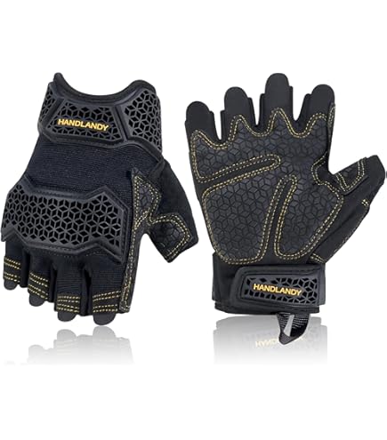 🧤 Guantes De Trabajo Sin Dedos HLDD HANDLANDY (Pack 3 Pares) - Para Conducir, Ciclismo, Escalada Con Protección Antideslizante