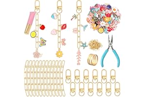 AUGSUN 189Pcs Keychain Making Kit, Charm Jewelry Chain Making Crafts Including 60 Charms 12 Keychain Clips Hooks 15 Extender Chains 100 Jump Ring and Jewelry Plier for Crafts Accessories