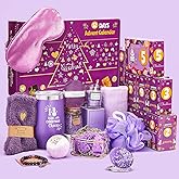 Advent Calendar 2025-12 Days of Christmas Advent Calendar for Women, Mom, Wife, Girlfriend, Sister, Her - Unique Lavender Spa Gifts Basket Set Includes Coffee Mugs, Scented Candle, Bath Salt, Soap