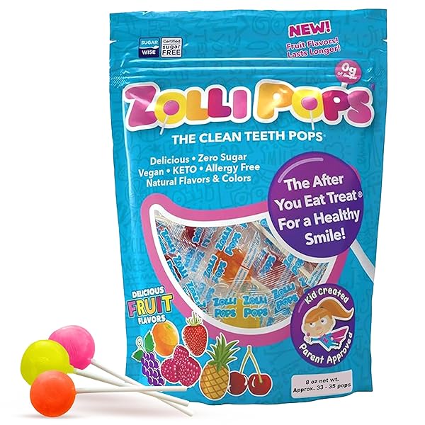 ZOLLIPOPS CLEAN TEETH POPS SUGAR FREE CANDY WITH...