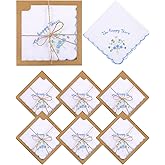 SmoothNovelty 6/12 Pack Embroidery Cotton Wedding Handkerchief, 11" x 11" For Happy Tears Napkin, Something Blue for Bridal