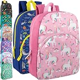 Trail maker 24 Pack Kids 15" Backpacks for Boys, Girls, Bulk 15 inch Backpacks, Fun Patterns, Adjustable Padded Straps