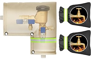 BEARFIRE Backflow Preventer Pipe Insulation Cover (5°F) & 2 Reflective Faucet Covers for Winter Freeze Protection, 13" W x 12" H Sprinkler Valve Cover Insulated with Thicker 5 Layers Fabric, Well Pump Cover