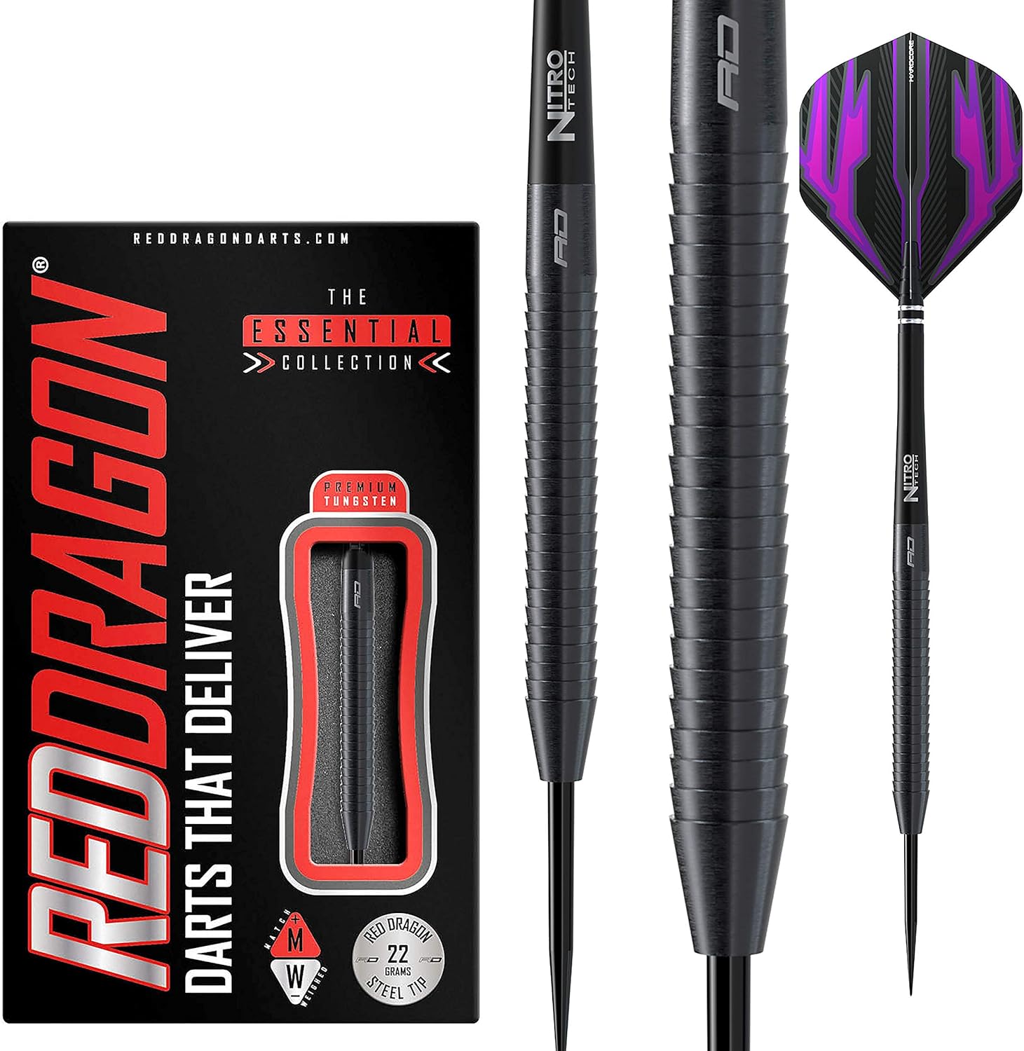 Razor Edge Black 24 Gram Tungsten Darts with Flights and Stems, Steel