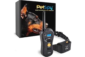 PetSpy Shock Collar for Dogs-Waterproof Dog Shock Collar with Remote Control,Vibration,Electric Shock,Beep-E Collar for Dogs Training,Collar with Remote for 10-140 LBS