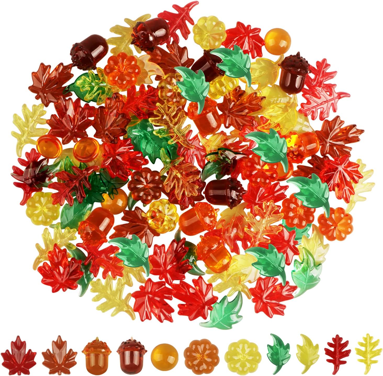 Vase Fillers - Songjum 105 PCS Acrylic Leaves Fall Vase Filler Decor Very Crystal Clear Acrylic Fall Decorations Thanksgiving Table Scatter for DIY Crafts Home Decoration Thanksgiving Autumn Decor