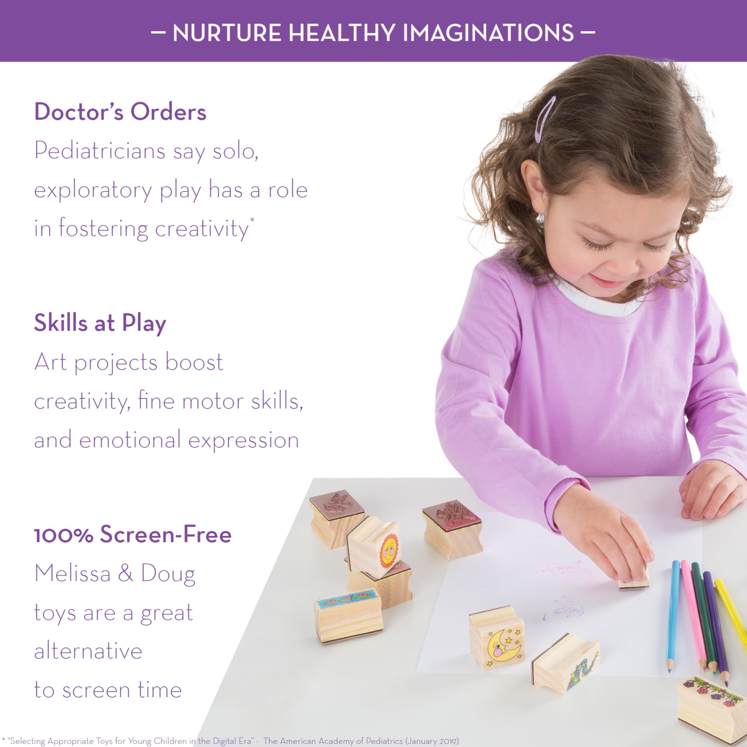 Melissa & Doug Stamp-a-Scene Stamp Pad: Fairy Garden - 20 Wooden Stamps, 5 Colored Pencils, and 2-Color Stamp Pad