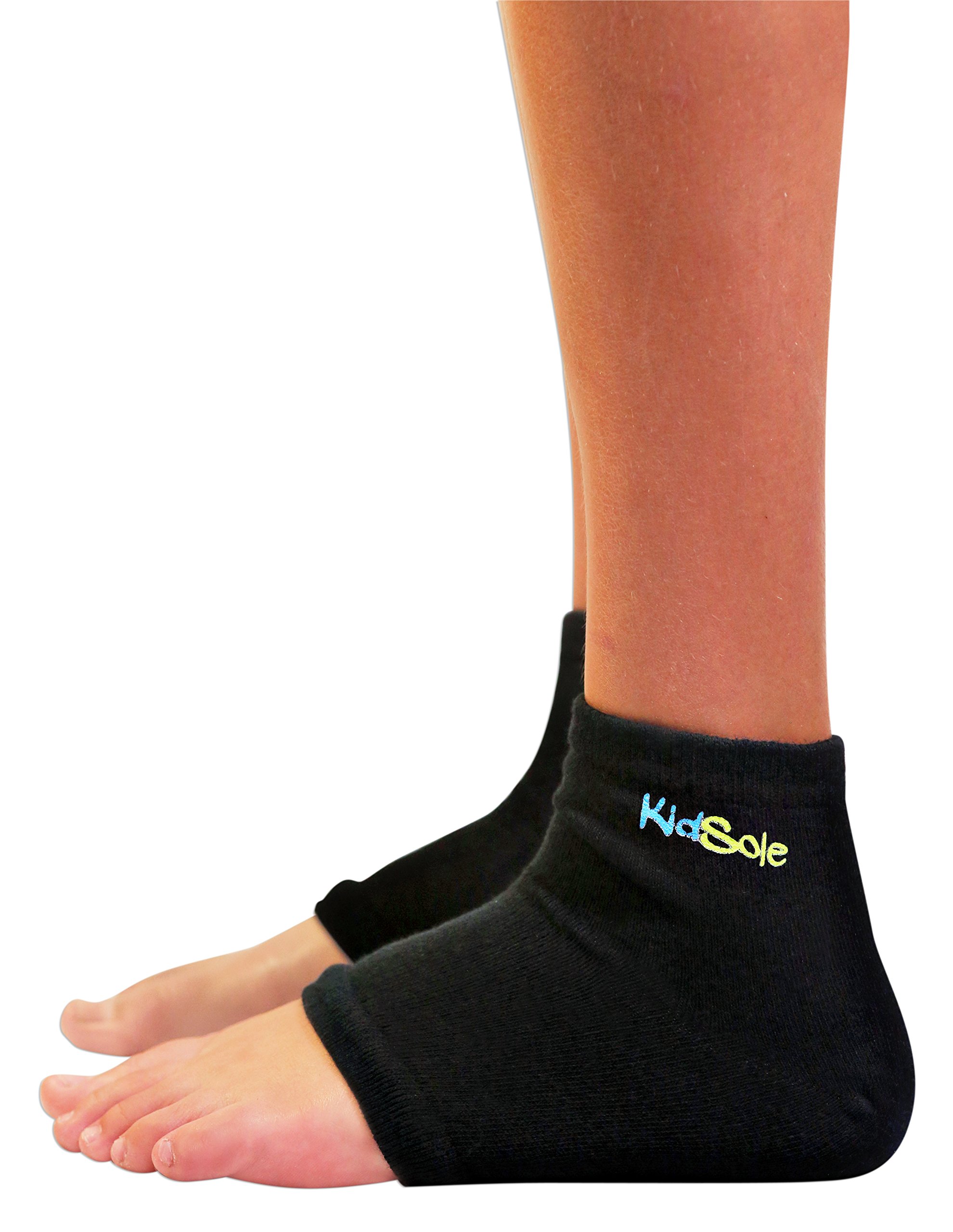 KidSole KidSole RX Gel Sports Sock for Kids with Heel Sensitivity from Severs Disease, Plantar Fasciitis. US Kid's Sizes 2-7 (Black)