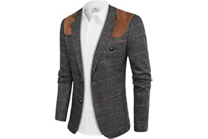 PJ PAUL JONES Men's Blazer Herringbone Tweed Sport Coats Two Button Wool Blend Formal Jacket