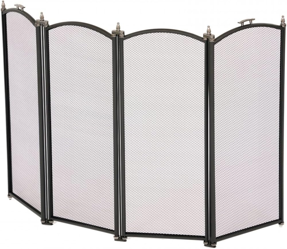 Oypla Heavy Duty Steel 4 Panel Fire Screen Spark Guard