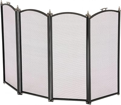 Oypla Heavy Duty Steel 4 Panel Fire Screen Spark Guard