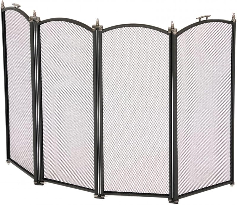 Oypla Heavy Duty Steel 4 Panel Fire Screen Spark Guard
