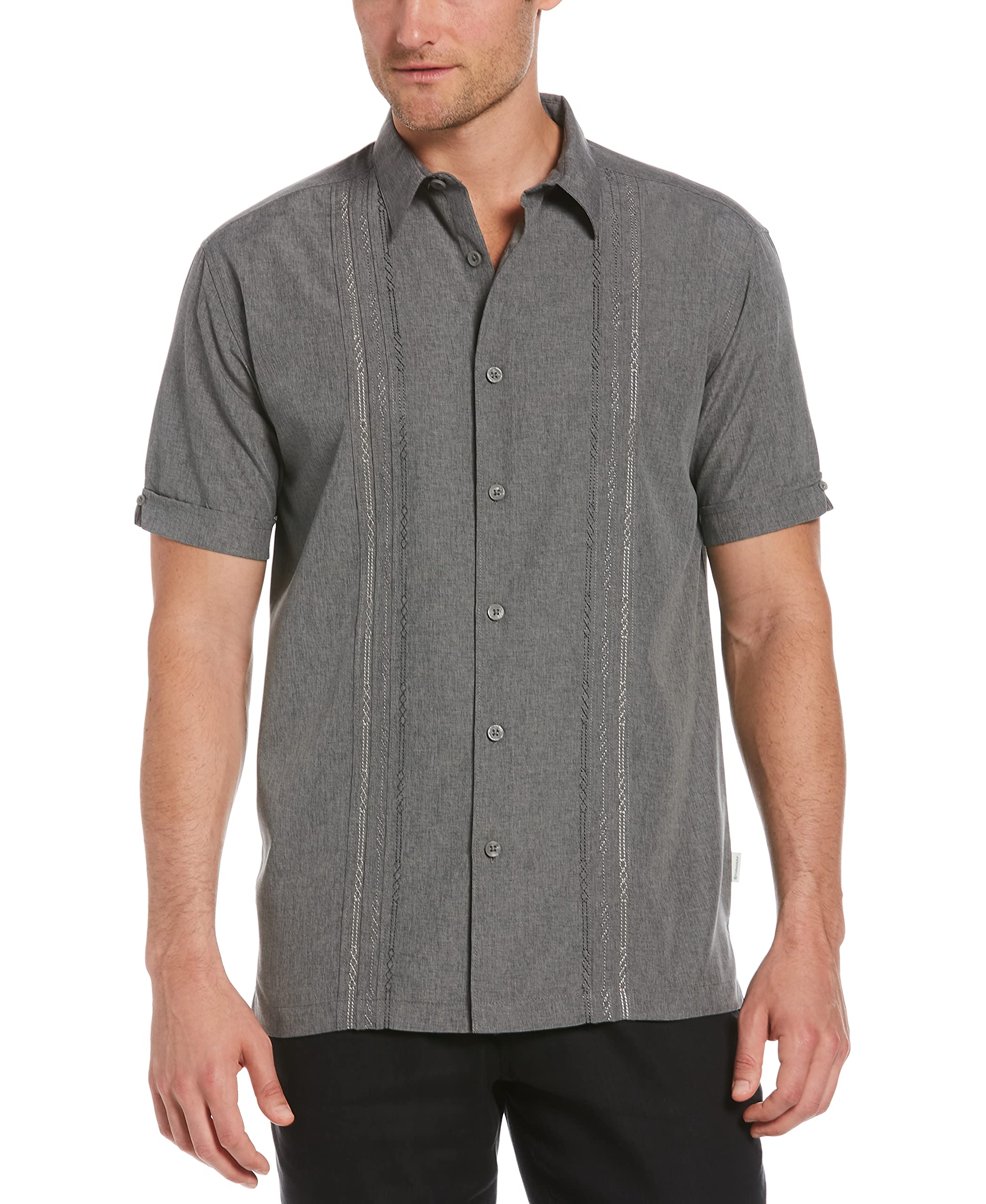Cubavera Men's Big and Tall Cubavera Men’S Embroidered Chambray Short Sleeve Button-Down Shirt, Classic Fit, Men’S Casual Shirts (Sizes Small-5Xl), Steeple Gray, XX-Large Big Image