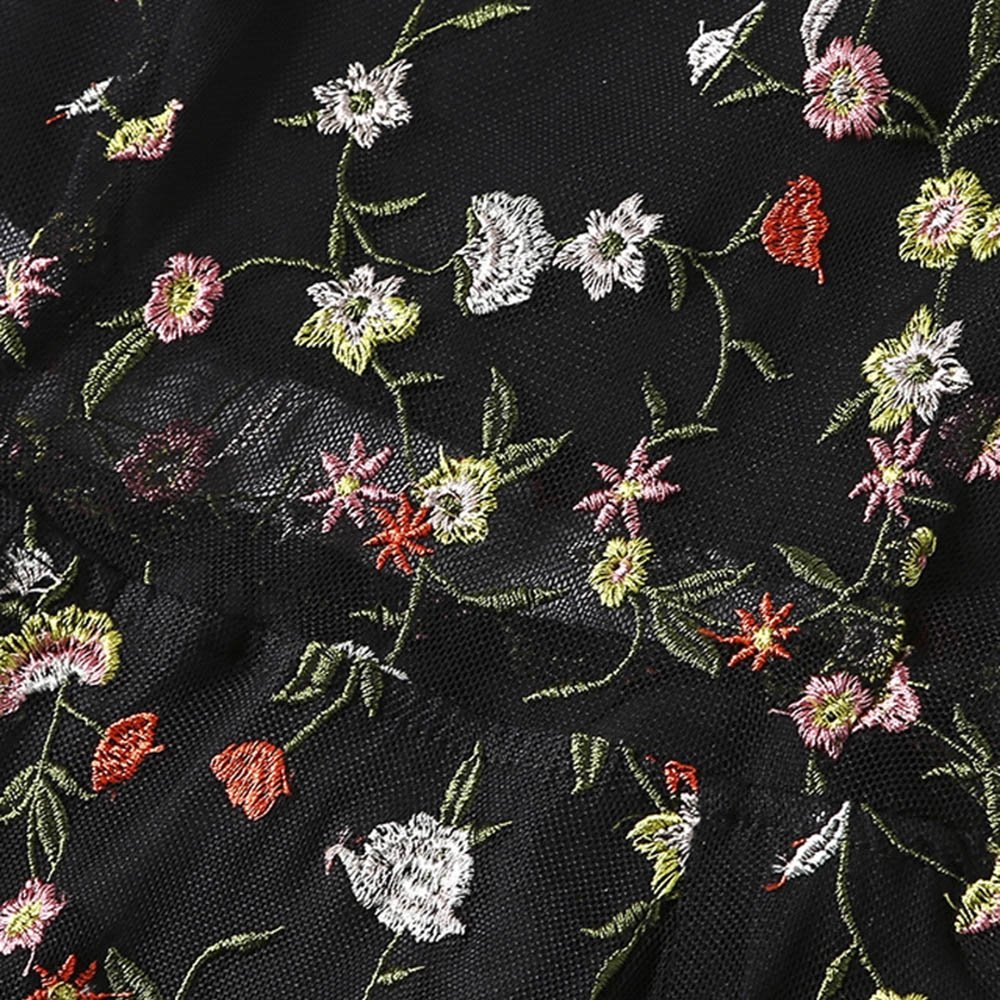 Dezzal Womens Floral Embroidered Sheer Evening Cocktail Dress L Black |  Desertcart Belize