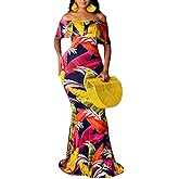 Women's Sexy Summer Off Shoulder Maxi Dress Floral Ruffle Evening Party Long Dress