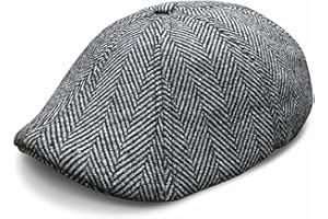 BOSTON SCALLY CO. The Original Boston Scally Cap - The Peaky Newsboy Flat Cap - 8 Panel Hat for Men - Grey Herringbone