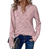 Dokotoo Womens Waffle Knit Tops V Neck Long Sleeve Shirts Henley Dresy Casual Blouses