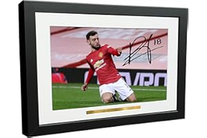 12x8 A4 Signed Bruno Fernandes "CELEBRATION" Manchester United Autographed Photo Photograph Picture Frame Football Soccer Pos