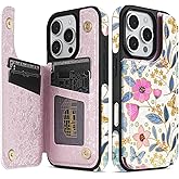 NNH Compatible with iPhone 15 Pro Wallet Case with RFID Blocking Card Slots Folio Flip PU Leather Kickstand Double Magnetic Clasp Design Cover for iPhone 15 Pro(6.1 inch-Colorful Butterfly Flowers)