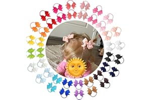 JOYOYO 40Pcs Baby Bows Hair Ties- 2 Inch Small Hair Bows Elastic Ponytail Holders for Baby Girls Toddlers Infants