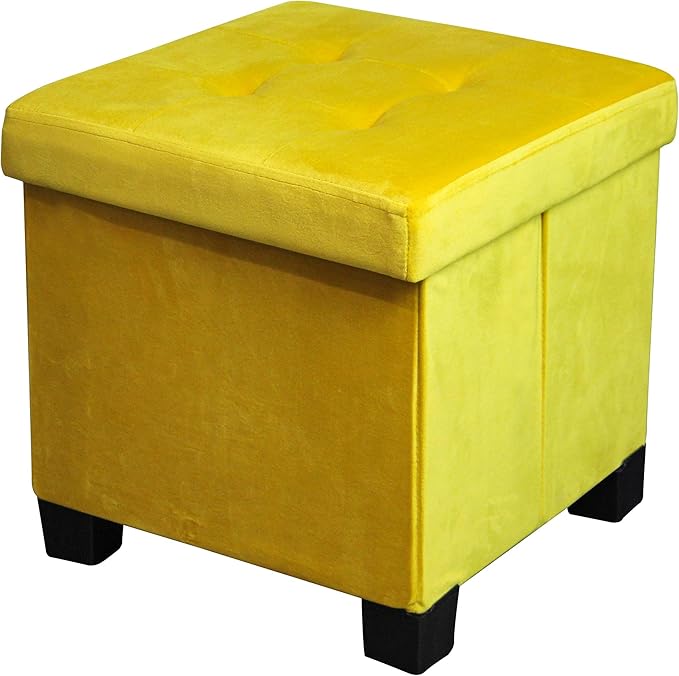 HomeHarmony® Velvet Folding Storage Ottoman Bench Cube Footrest with