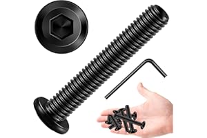 20Pcs M8 Bolt M8 x 50mm Screws Flat Head Socket Cap Screw Bolts, M8 Screws Assortment Kit, 304 Stainless Steel Bolts, Black O
