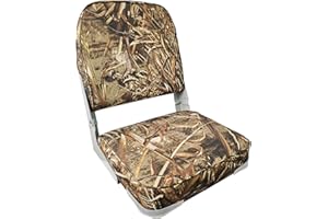 Vancus Folding Boat Seats Padded Fishing Boat Chair with Backrest Marine Bass Jon Pontoon Boat Seat with Storage Bag (Camo)