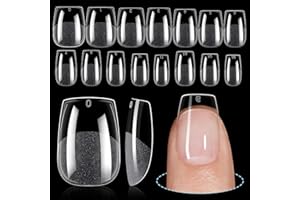 TOMICCA Extra Short Coffin Nail Tips 240Pcs Full Cover Gel Nails, Soft Acrylic Gel Nail Tips for Nail Extension, 15 Sizes Pre-shaped Half Matte Fake Gel Nail Tips for Beginner DIY Nail Salon