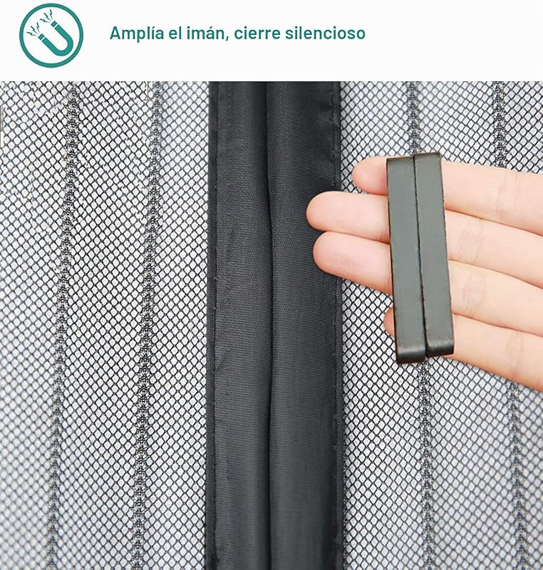 Cortina Mosquitera Magnética para Puertas, Versión Actualizada 80x205 cm Puerta de Malla Magnética, Negro Cortinas para Puertas Exteriores, Fácil de Instalar y Lejos de Los Mosquitos