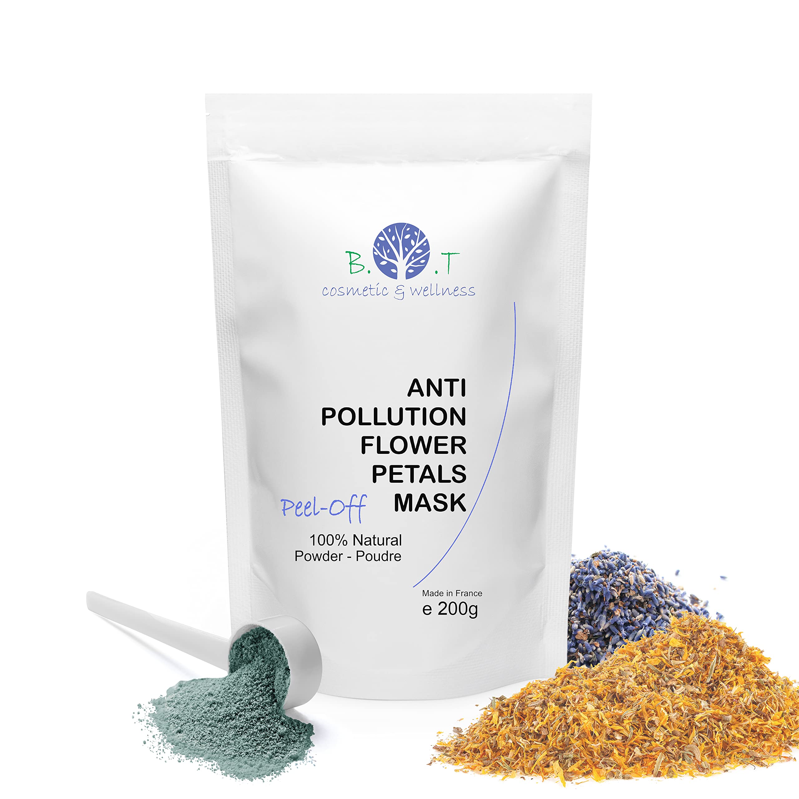 Translucent Anti-Pollution Peel-Off Mask for Moisturizing Facial Care. Detox Treatment with Flower Petals & 100% Natural Alginates. Calming Mask - 200 g