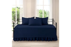 MABOZOO Daybed Covers Sets with Bedskirt for Twin Bed,5 Piece All Season Twin Size Cozy Double Sided-Quilting,Daybed Comforter Bedspread with Shames 75"x39"