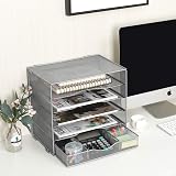 EasyPAG 5 Tier Metal Mesh A4 Desk Tray File Holder Organizer Silver view 7