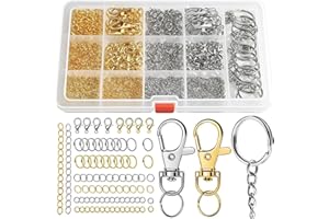 968pcs Keychain Making Kit with Keychain Clips, Key Rings, Lobster Claw Clasps & Jump Rings for DIY Jewelry Making Supplies (