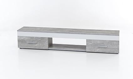 WILMES Lowboard mit 2 Schubladen Spanplatte Melamin Dekor Beton/weiß 160 x 33 x 31 cm