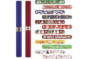 XIHIRCD 24pcs Christmas Wrapping Paper Roll Holder Clips, 8.7x1.2in Holiday Flip Wraps 12 Designs Gift Wrap Clamps Strips Flip Stabilizer Slap Bands Tool Covered for Xmas Poster Organizer Storage