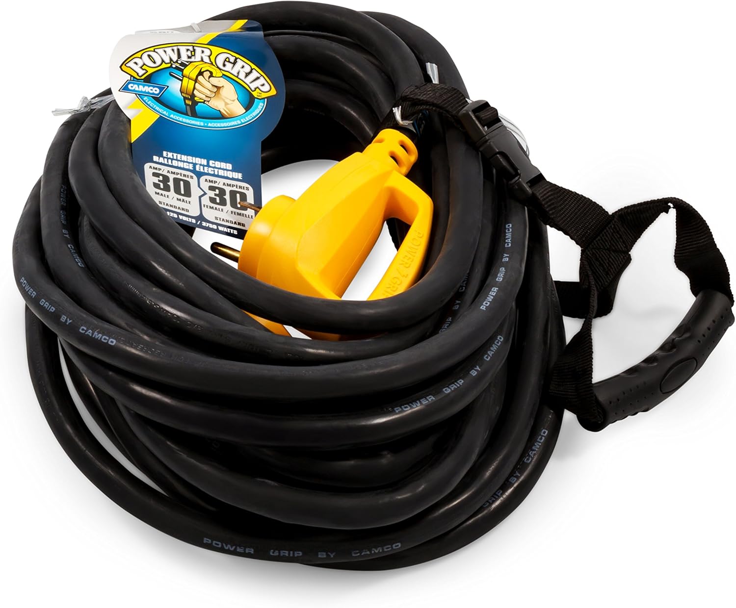 Camco 50' PowerGrip Heavy-Duty Outdoor 30-Amp Extension Cord for RV and Auto | Allows for Additional Length to Reach Distant Power Outlets | Built to Last (55197): Automotive