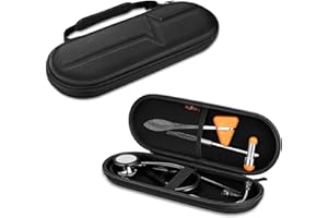 SKYREH Stethoscope Hard Case, Shockproof Slim Travel Storage Bag for 3M Littmann Classic III, 3M Littmann Cardiology IV, Lightweight II S.E, Omron, ADC, MDF Acoustica Stethoscope (Black)