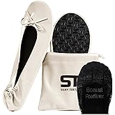 Silky Toes Women’s Foldable Ballet Flats - Portable Roll-Up Slippers for Purse, Travel, or Events - Comfortable Ballerina Shoes