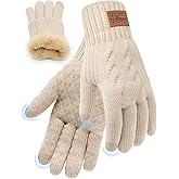 Winter Gloves for Men Women, Warm Fleece Lined with Touch Screen, Thermal Knit with Anti-Slip for Running Driving