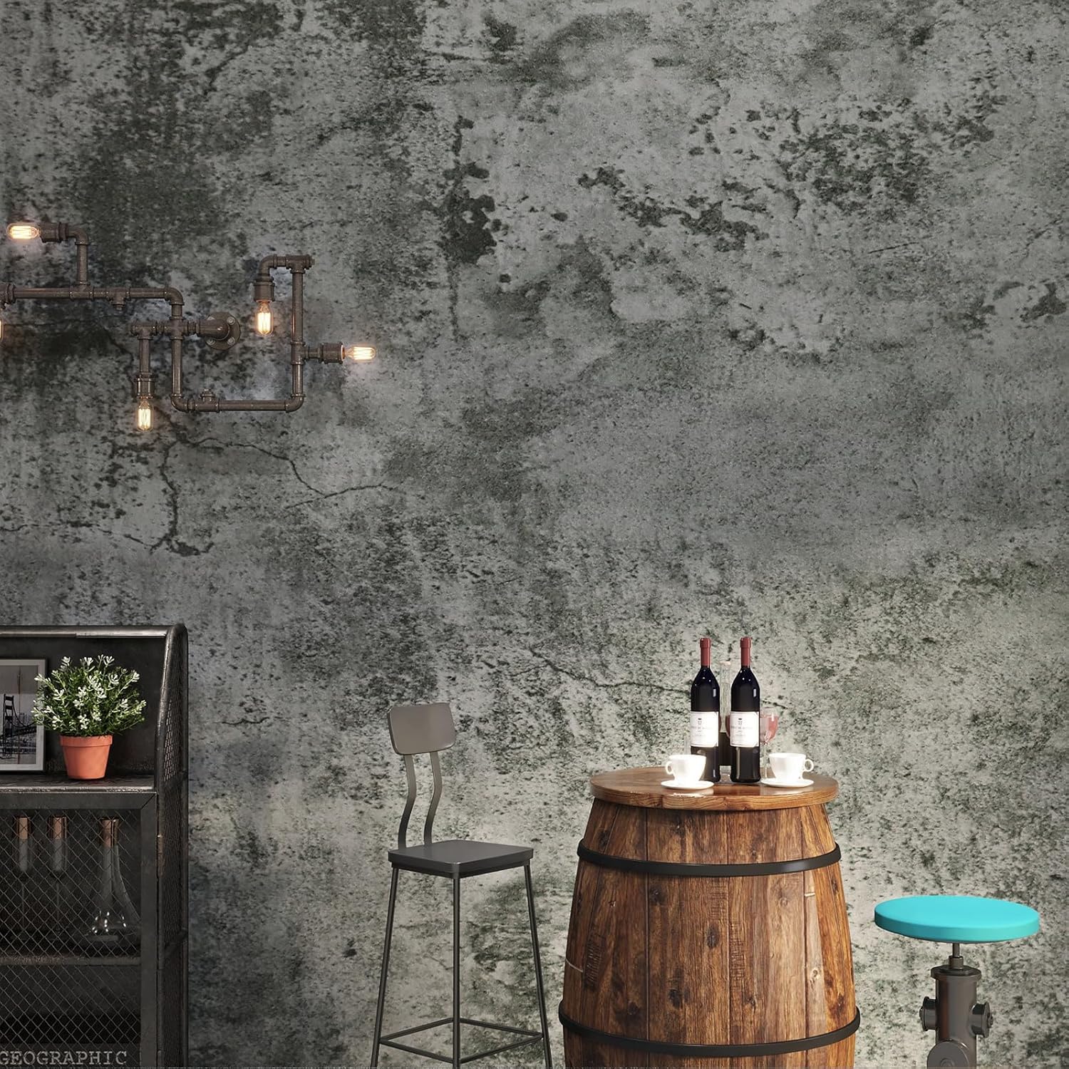 FunStick Concrete Effect Peel and Stick Wallpaper Industrial Dark Grey Wallpaper for Living Room Hallway Concrete Grey Sticky Back Plastic Roll for Kitchen Worktop Vinyl Wrap Dark Grey Retro 40CM×2M