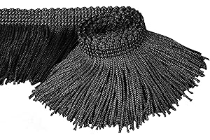 BEL AVENIR Lace Chainette Fringe Trim Polyester Tassel Trim with Hand Knitting for Home Accessories DIY Decoration (Black, 13.7 Yard x 2 Inches)