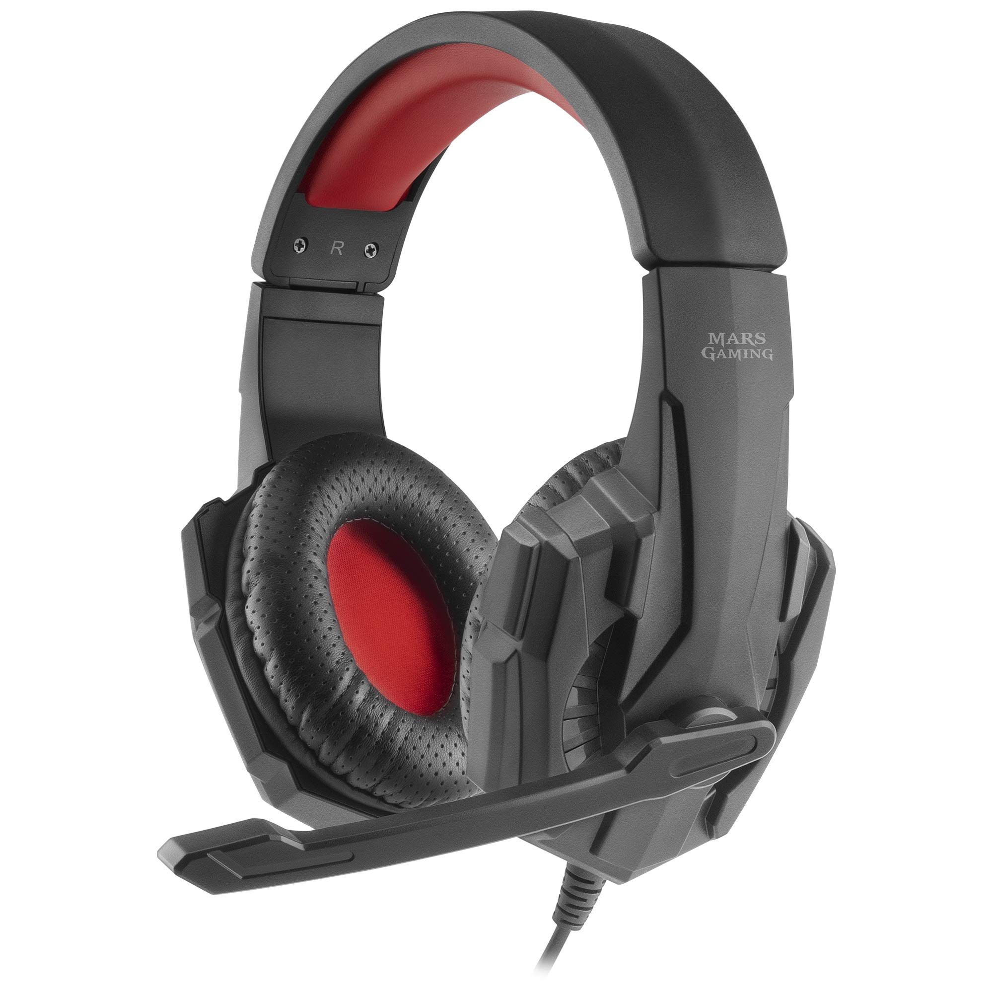 Mars Gaming MH020, Gaming Headset, Ultra-Bass Drivers and 40mm Neodymium, Foldable Microphone, Padded Headband, Adjustable Height, Compatible with PS4/PS5/XBOX/Switch/Switch 2/PC, Black and Red — image 1