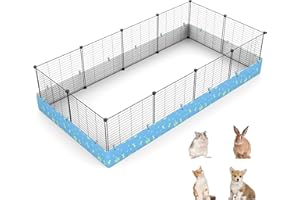 MODESLAB 12 Panels Guinea Pig Cages, DIY Expandable C&C Grid Cage, 2 by 4 Small Animal Fence, Easy to Setup & Clean Pet Cage with Waterproof Liner, Fit to Piggy, Rabbit, Hedgehog - 47 X 23 X 16inch