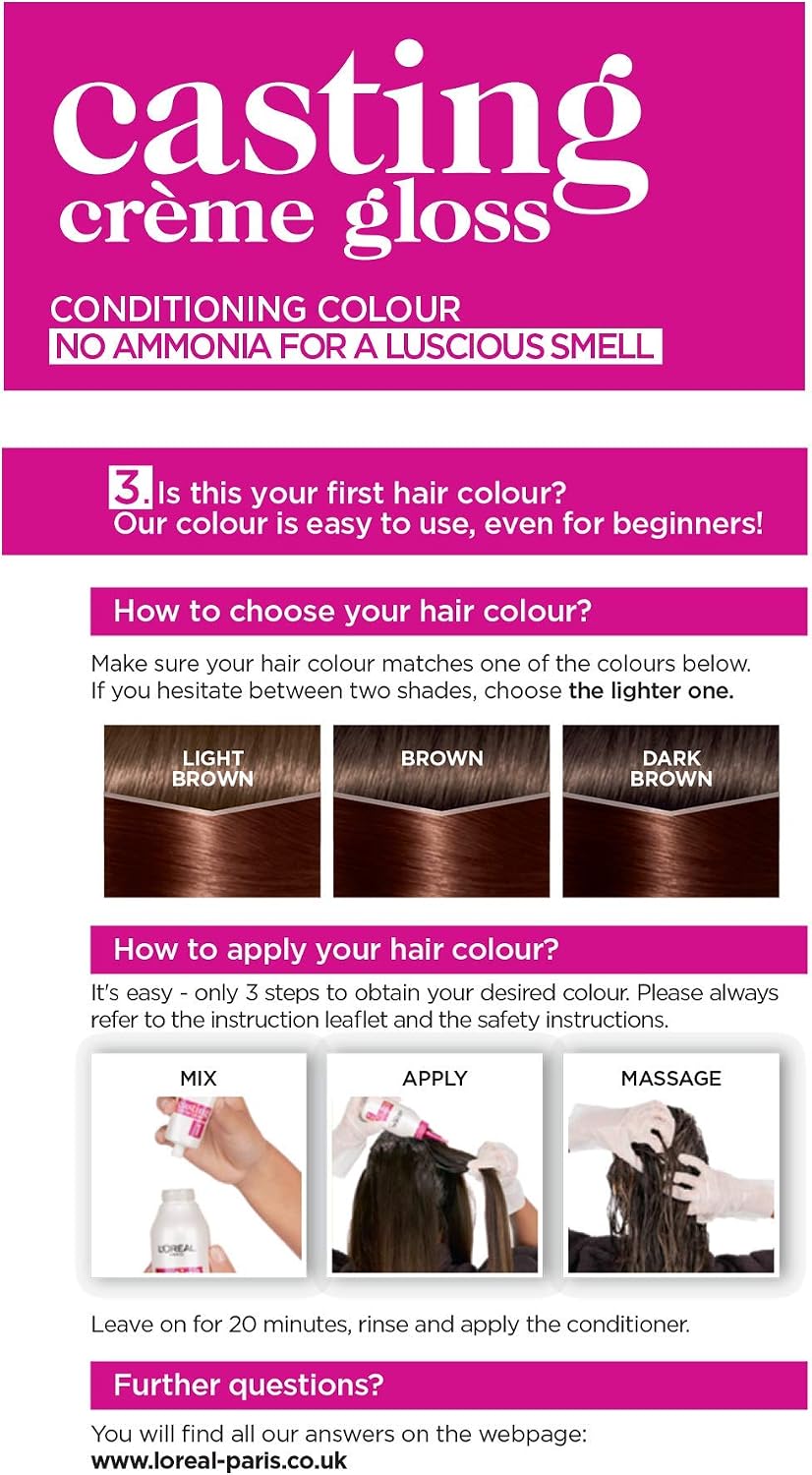 Coloration L'Oréal 454 Casting Crème Gloss Brownie - Neuf, Teinte Brune