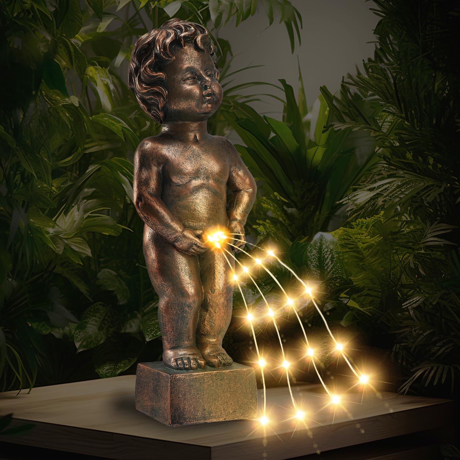 Unique Solar Statues WENYLE Solar Garden Outdoor Statues Classic Boy with Solar Lights, Lawn ...