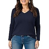 TIANZHU Women's Plus Size Tops V Neck Lightweight Blouse Long Sleeve Tunic Sweater for Casual Going Out XL-4XL